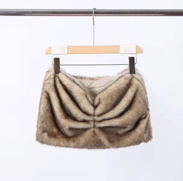 Mini jupe Sexy en fausse fourrure pour femmes, mode Slim plissée, paquet de hanches, jupes courtes, 