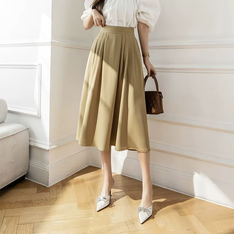 Jupe Mi-Longue Noire pour Femme, Vêtement Long, Style Harajuku, Luxe, Haute Qualité, Premium, Ligne 