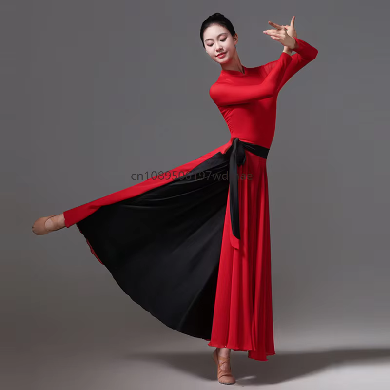 Jupe de danse classique moderne élégante pour performance ethnique, jupe de danse swing pour femme, 