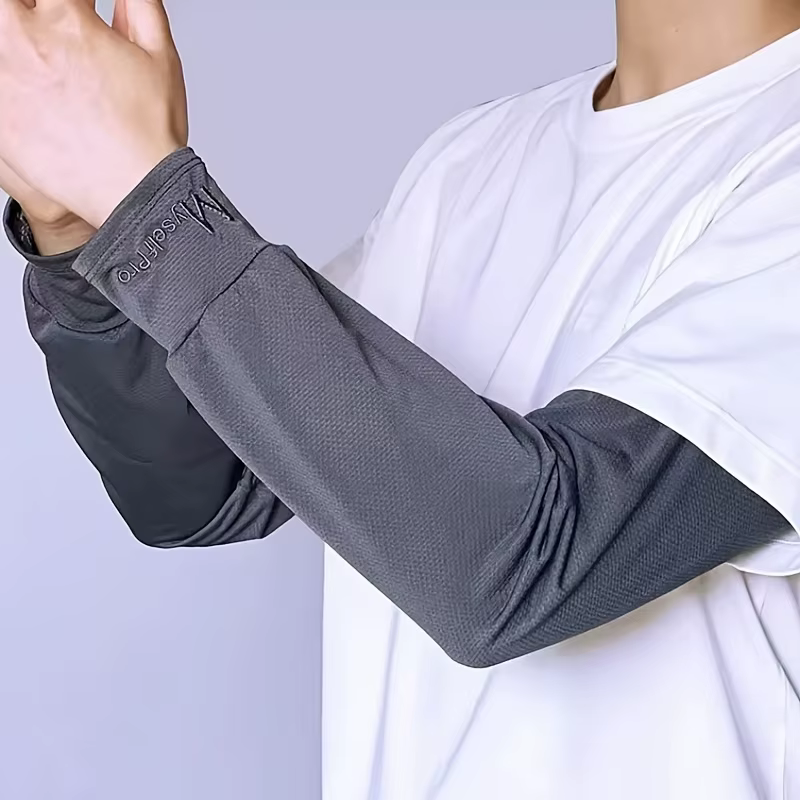 Manchons de bras rafraîchissants pour hommes, Protection solaire respirante, manches en Slik glacé,