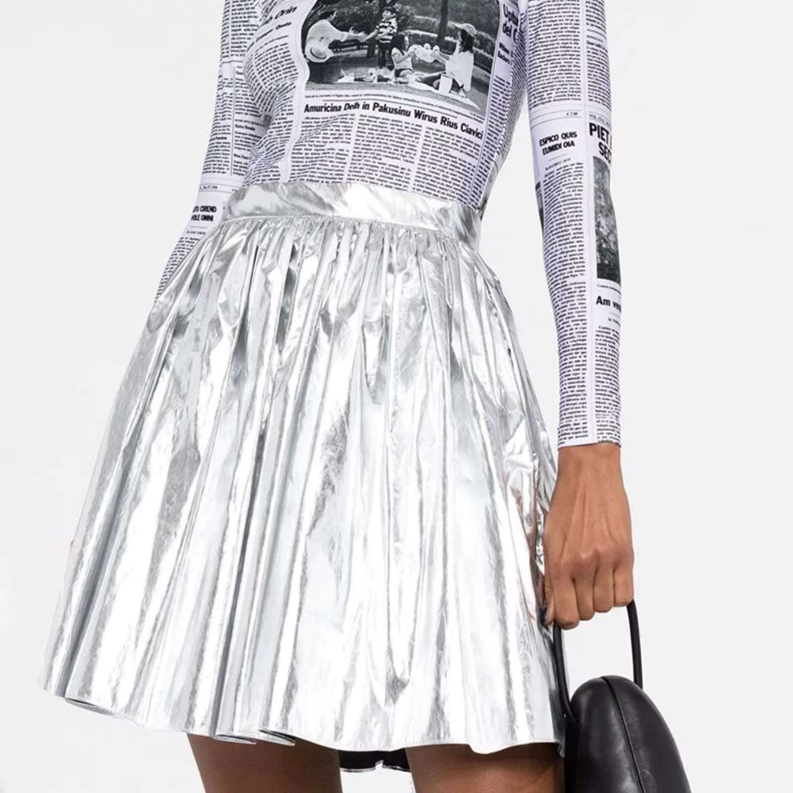 Mini jupes plissées argentées brillantes pour femmes, Sexy, mode, taille haute, ligne a, Y2k, Haraju