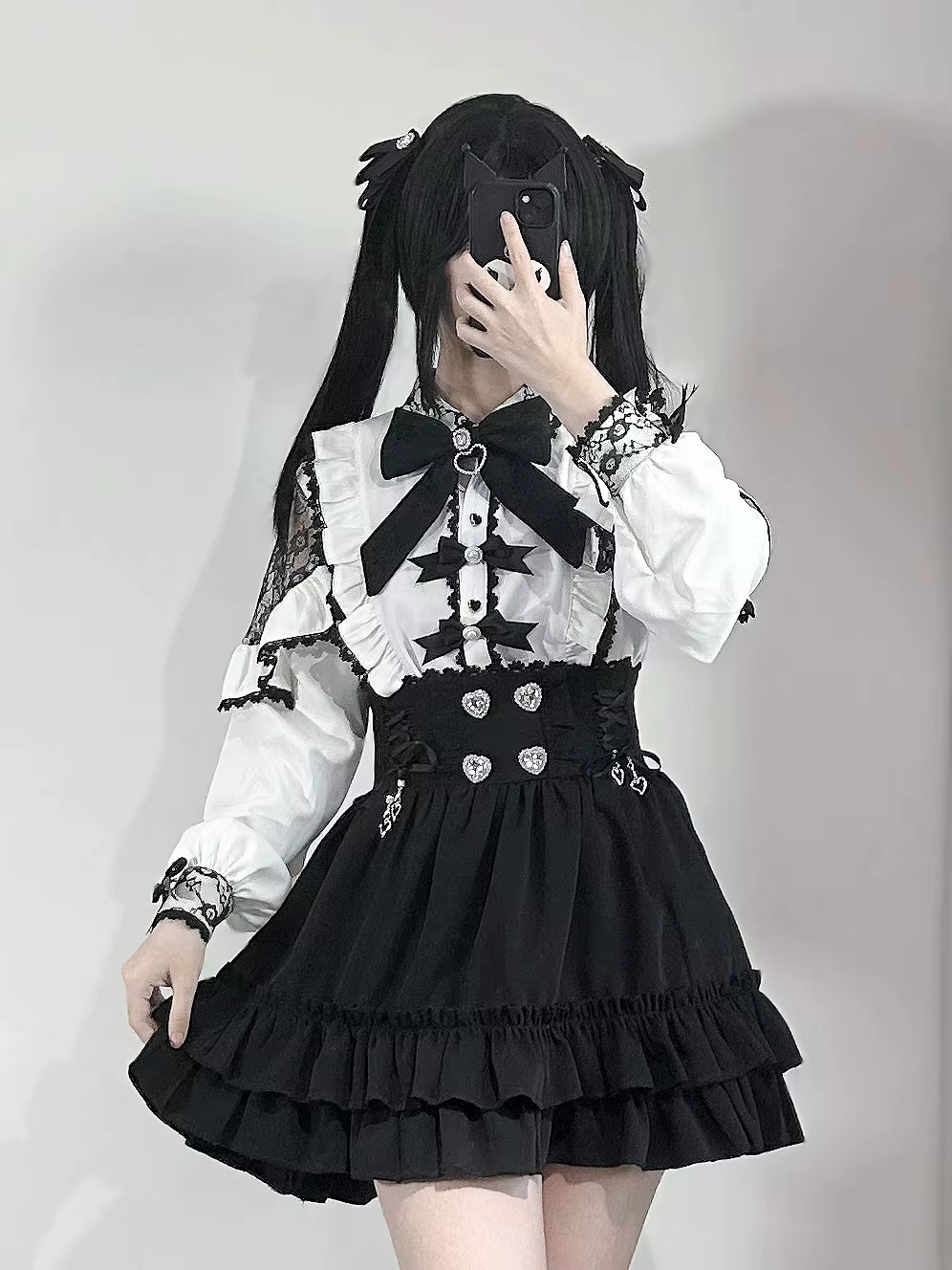 Tenue Jupe Kawaii Jirai Kei, Blouse Lolita pour Filles, Chemise à Manches Longues pour Femmes, Chemi
