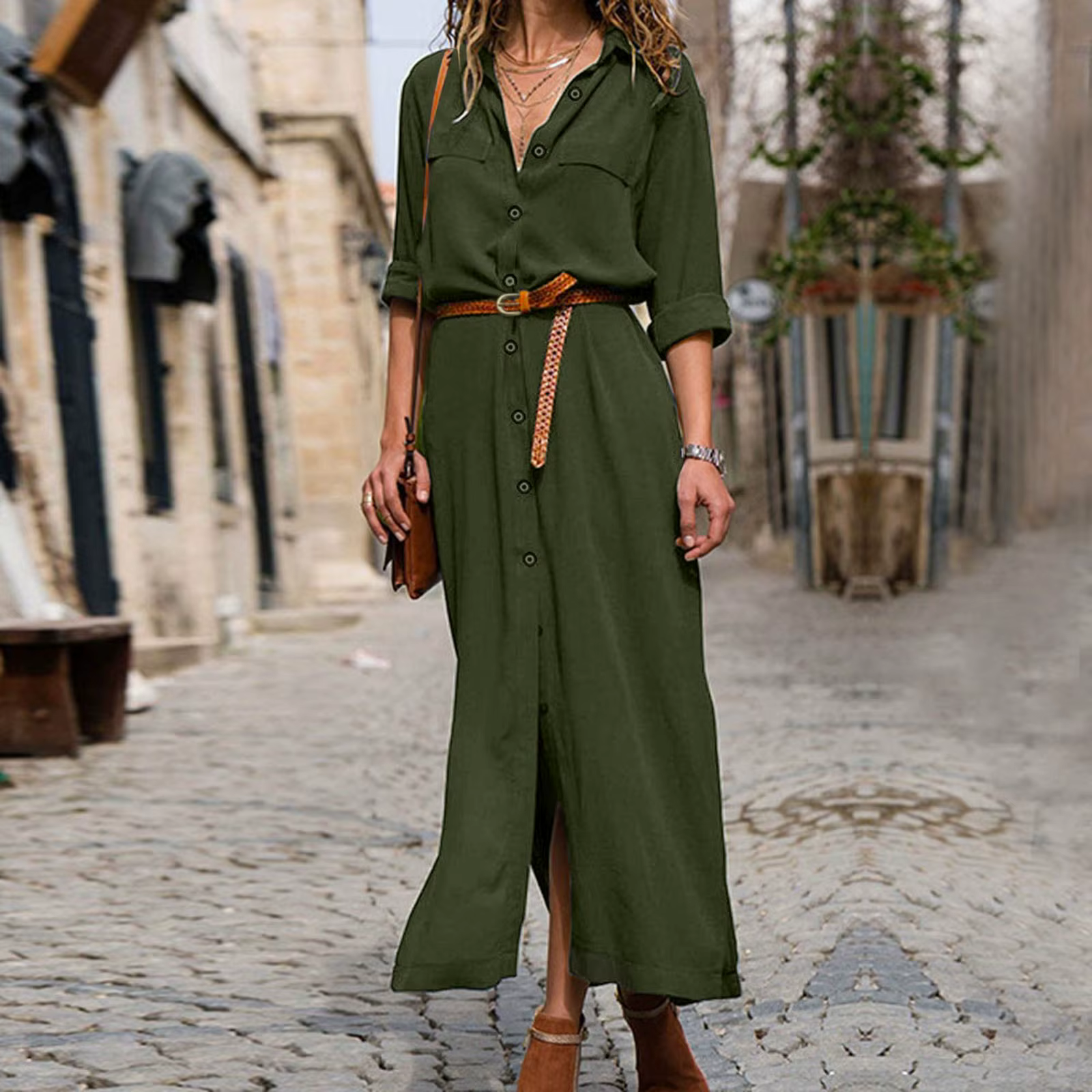 Robe tunique en lin à lacets pour femmes avec ceinture, chemise à manches longues, robes maxi, stree