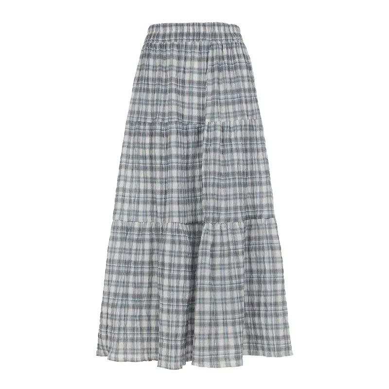 Jupe longue à carreaux pour fille, élastique, taille haute, en forme de A, rajeunissante, 2026