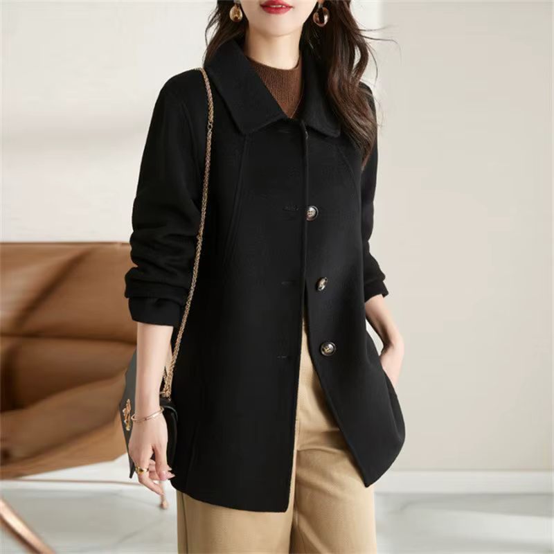 Manteau en laine et mélanges pour femmes, vestes longues et unies pour dames, manches amples, décont