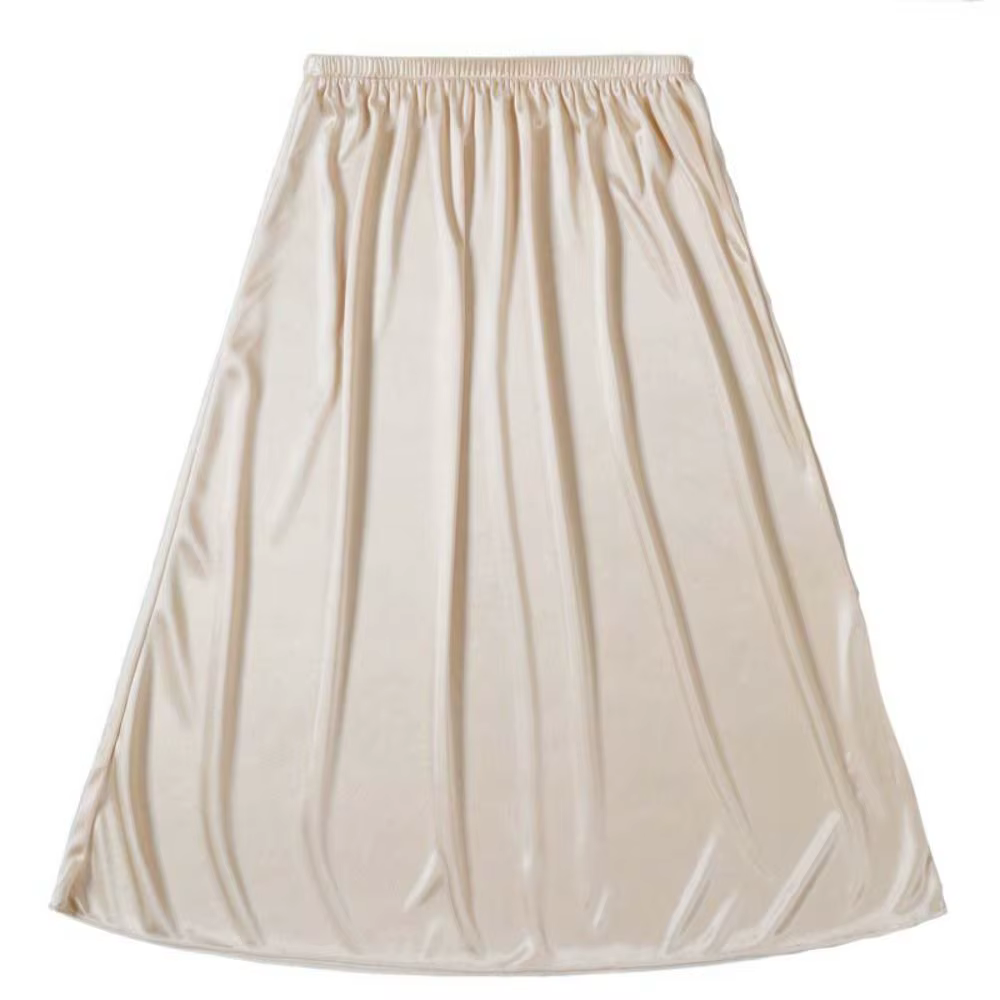 Jupon en satin de soie, sous-robe fine, jupe de sécurité mi-longue pour femme