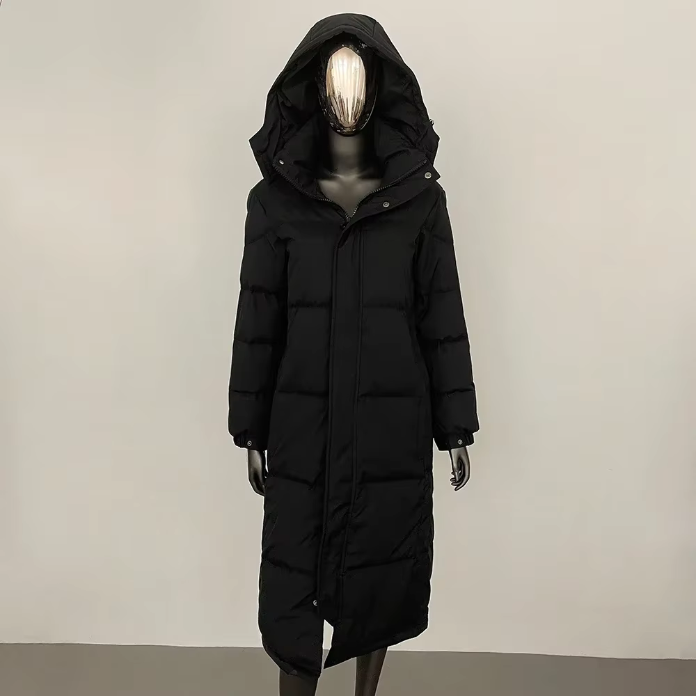 Doudoune longue pour femme, manteau au-dessus du genou, 2024 duvet de canard blanc, noir, or, épaiss