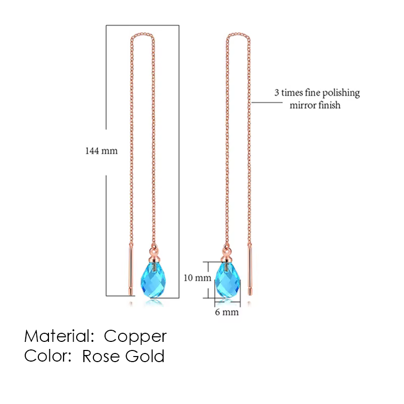 Boucles d'oreilles pendantes en chaîne pour femmes et filles, longues, en cristal coloré, gland, lig