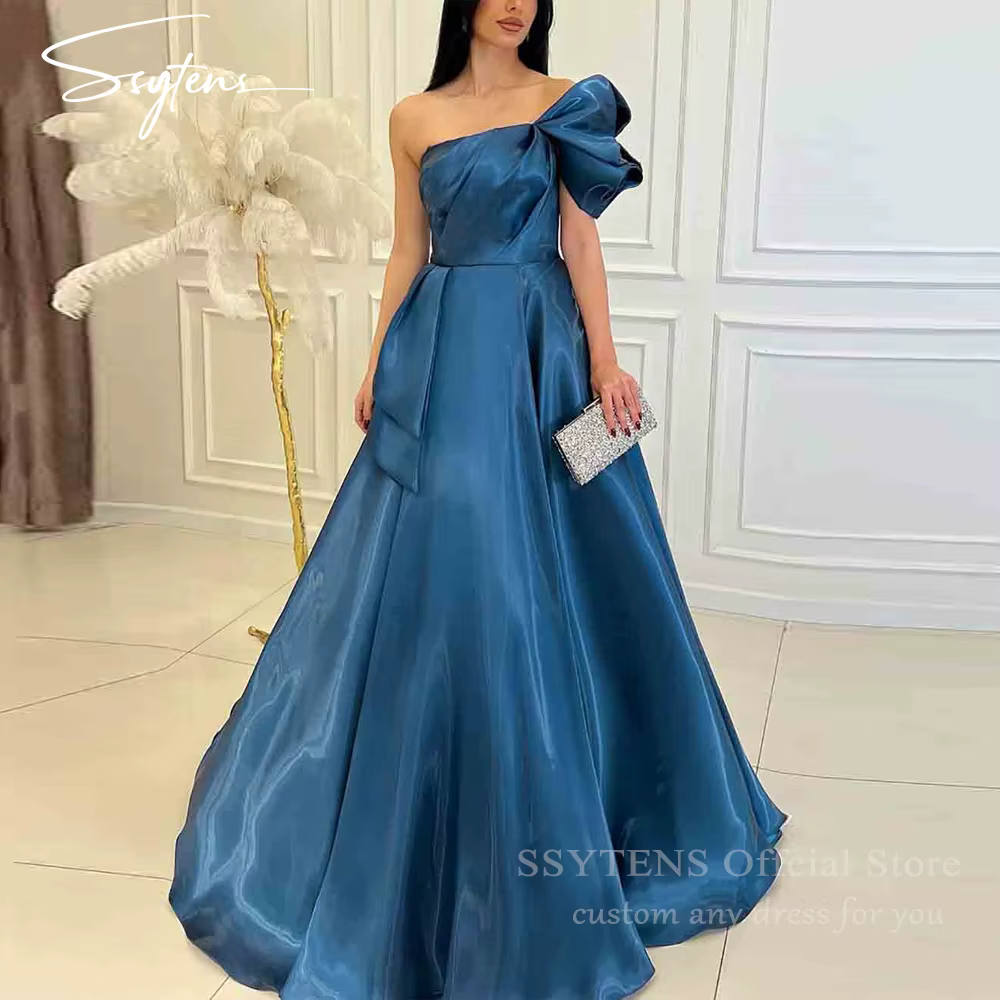 SSYTENS Robes de soirée modernes turquoise, asymétriques, coupe trapèze, pour bal de promo, longues