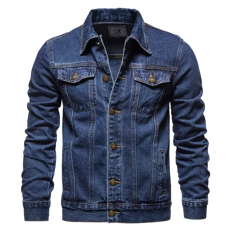 Veste en jean hommes mode moto jean vestes hommes casual surdimensionné coton décontracté noir bleu