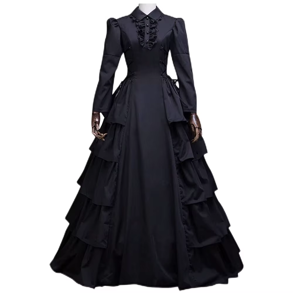 Robe victorienne médiévale Halloween Renaissance gothique dentelle reine princesse robe longue