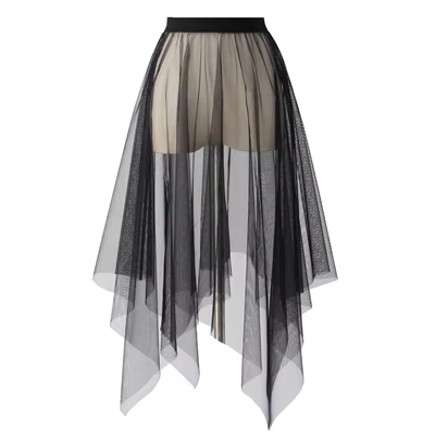 Noir blanc longue Tulle dentelle maille jupe femmes jupon sous-jupe été coréen irrégulière couvrir j
