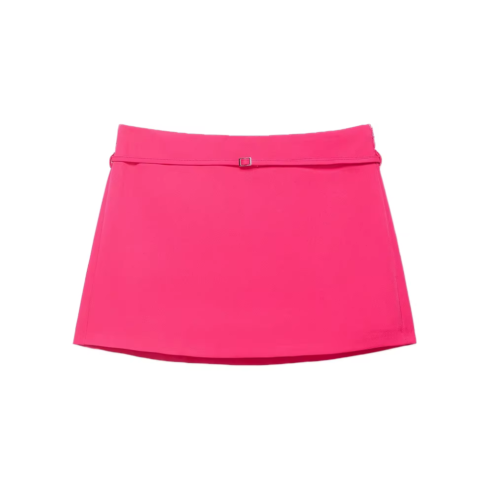 Jupe-short de couleur unie pour femmes, avec ceinture, fermeture éclair latérale, short décontracté,