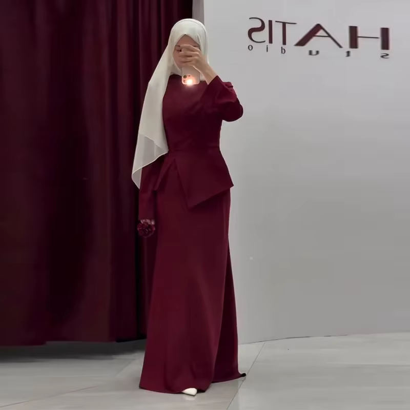 Ensemble jupe et haut pour femme musulmane, 2 pièces, pour l'Aïd, le Ramadan, tenue de fête islamiqu