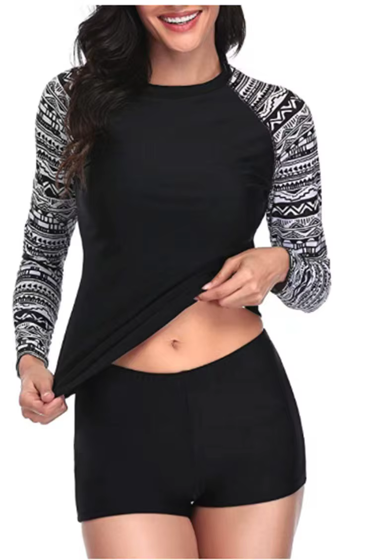 Manches longues deux pièces surf maillot de bain femmes 2025 nouveau maillot de bain à cordon floral