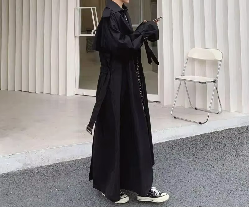 Manteau trench 2025 pour étudiantes, long jusqu'aux chevilles, veste longue et surdimensionnée, auto