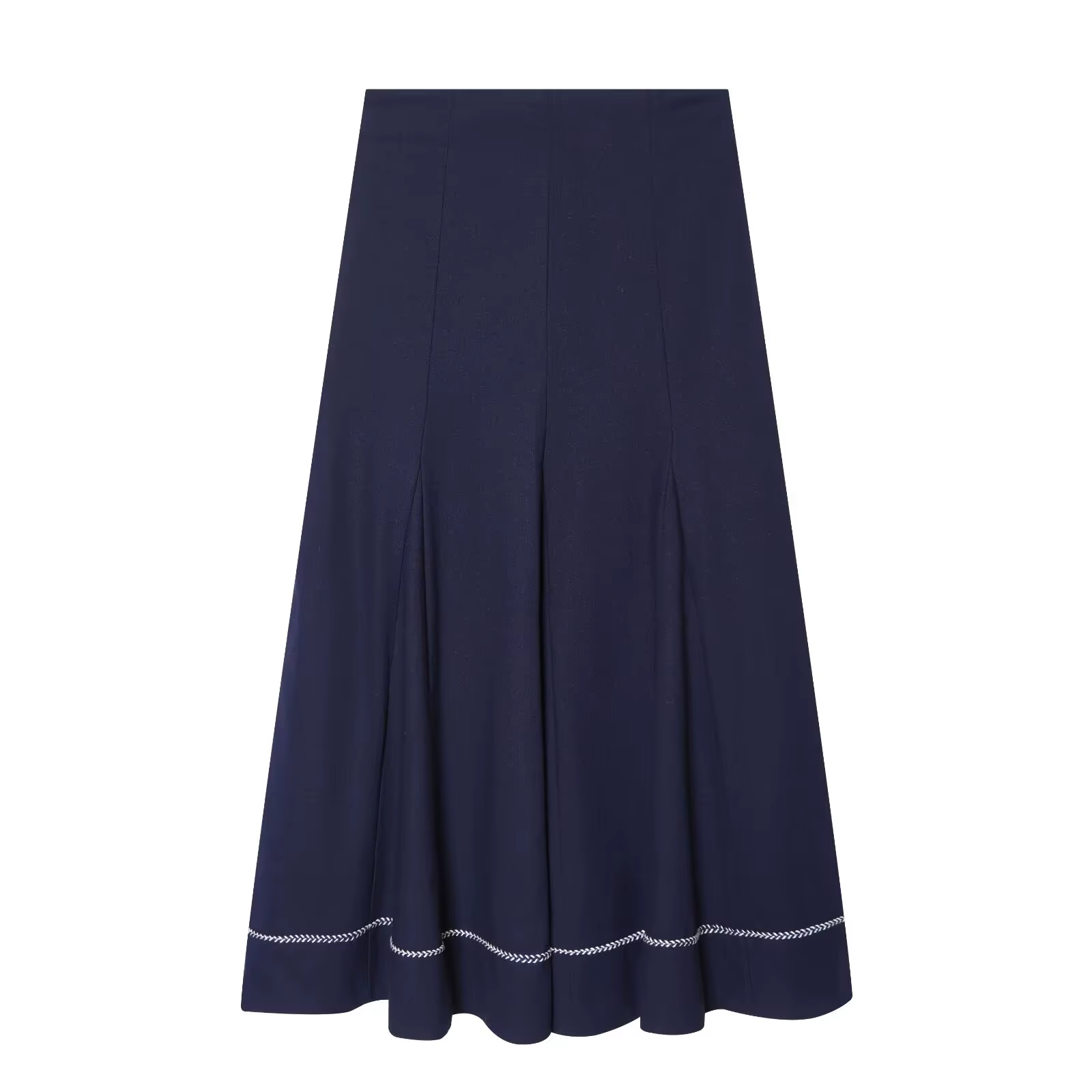 Jupe mi-longue plissée bleue taille haute pour femme CHARMCHANT, coupe trapèze, élégante et décontra
