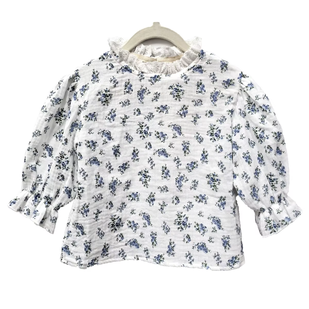 Enfant en bas âge filles à manches longues hauts automne lin coton solide à volants T-Shirt chemises