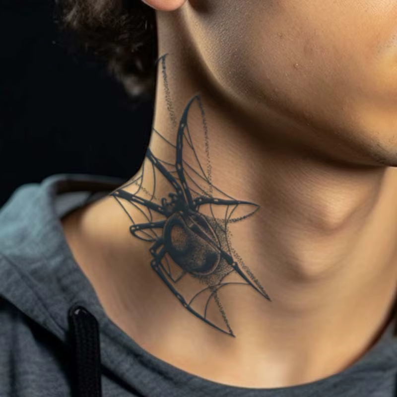 Autocollants de tatouage temporaire araignée noire, imperméables, longue durée, une semaine à deux s