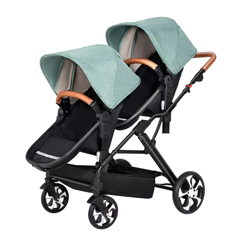 Poussette Double Pliable à Quatre Roues pour Bébé, Vue Haute, Nouvelle Collection
