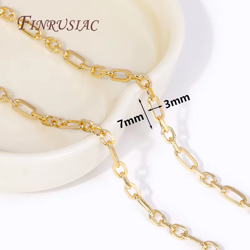 Chaînes métalliques en vrac plaquées or 18 carats, longues chaînes de collier de forme ovale pour br