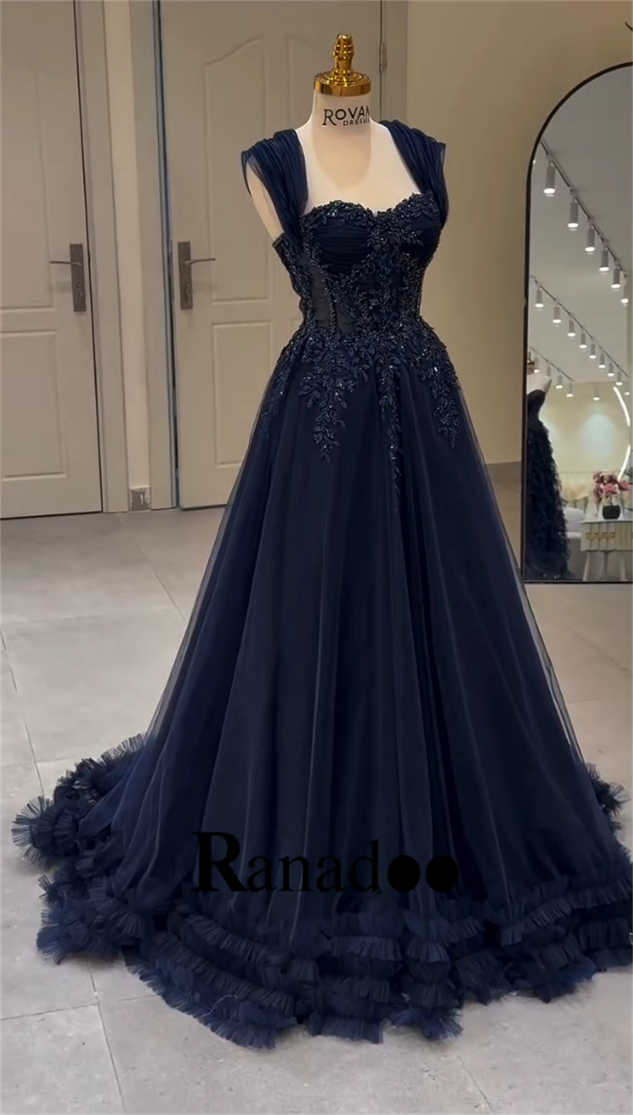 Robe de soirée élégante en mousseline de soie Ranadoo Fancy Flowers, style Bridgerton, couleur clare