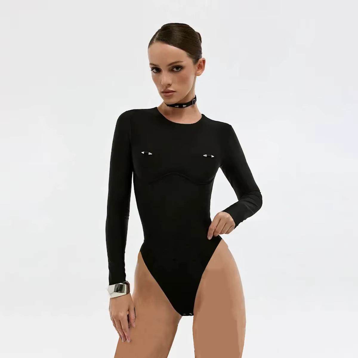 Manches longues 2025 Sexy femmes une pièce maillot de bain maillots de bain femme solide Biquini Mon