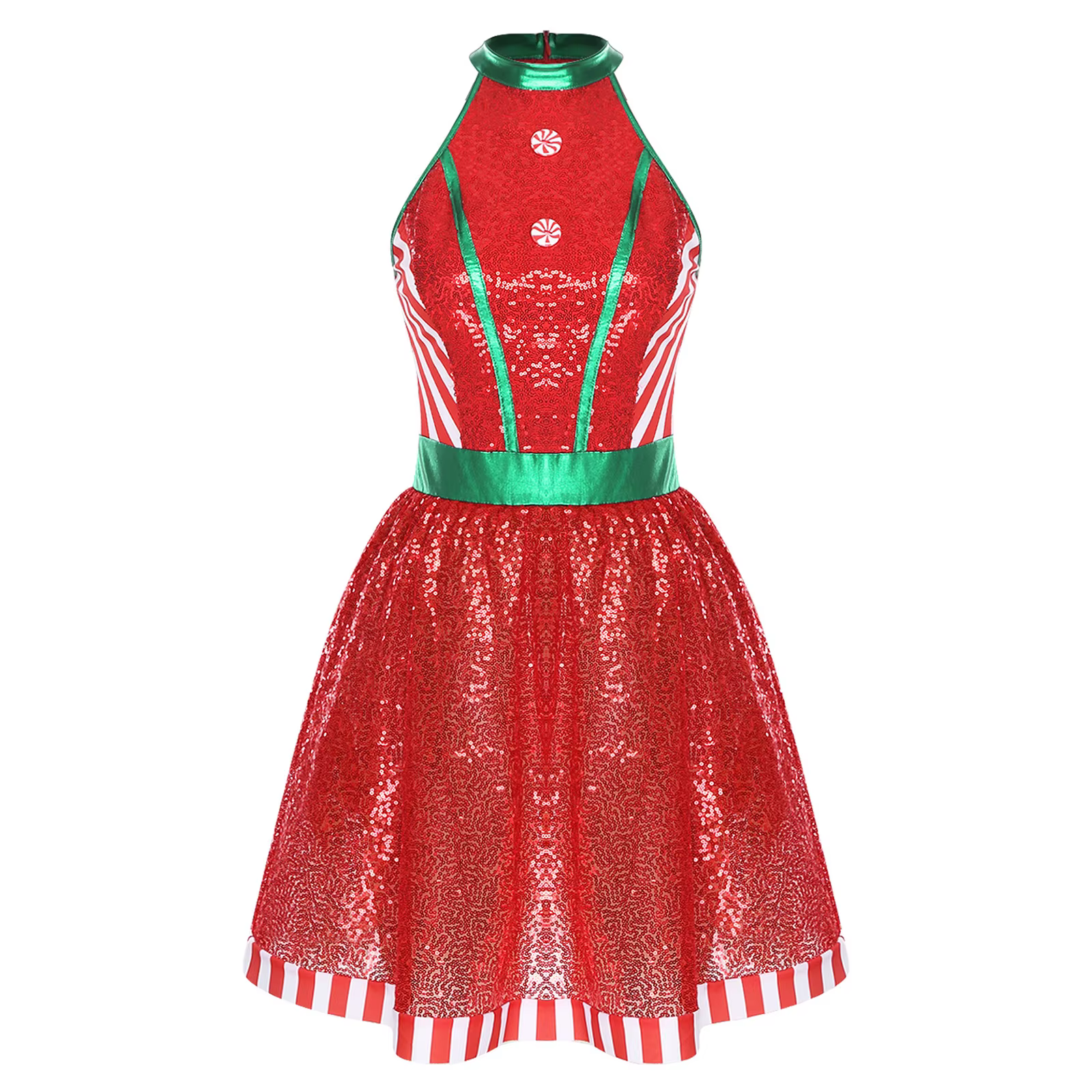 Robe de soirée de noël pour femmes, sans manches, paillettes brillantes, en Tulle, canne à sucre, Tu