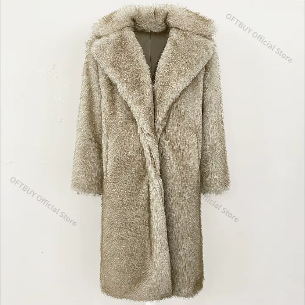 Manteau en fausse fourrure moelleuse OFTBUY, veste longue en fausse fourrure, manteau en fourrure à 