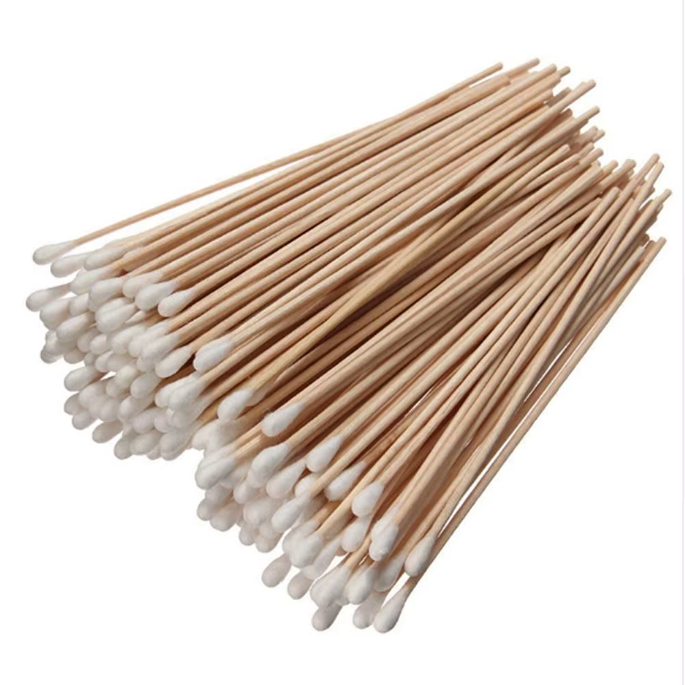 Bâtonnets médicaux en coton de 6 pouces de long, applicateurs en coton avec manche en bois
