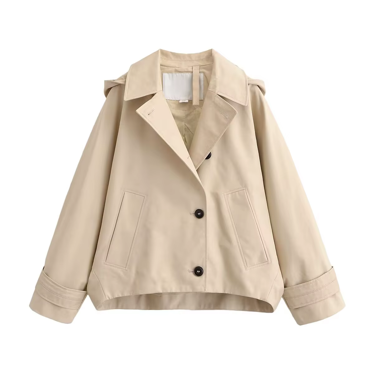 Veste coupe-vent à capuche style cape pour femme, décontractée, col à revers, manches longues, simpl