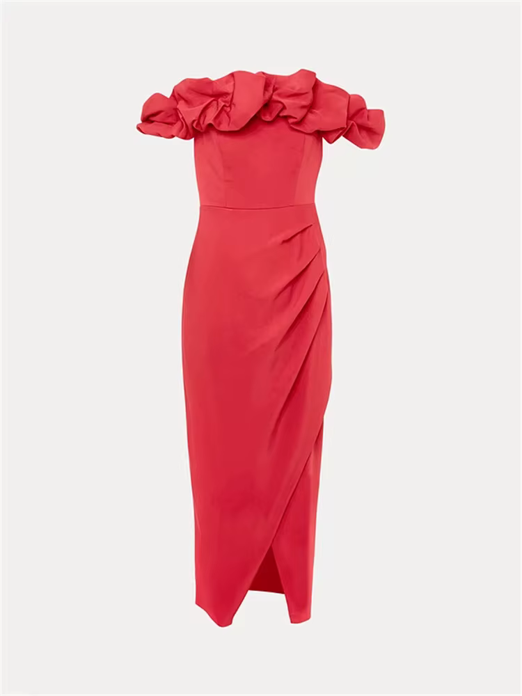 Bardot-Robe de Soirée en Satin Élégante pour Femme, Gaine en Fibre, Fermeture Éclair au Dos, Longueu