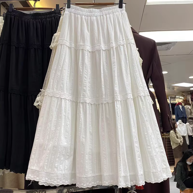 Couche de gâteau broderie dentelle épissage jupe blanche pour les femmes printemps nouveau Style fra