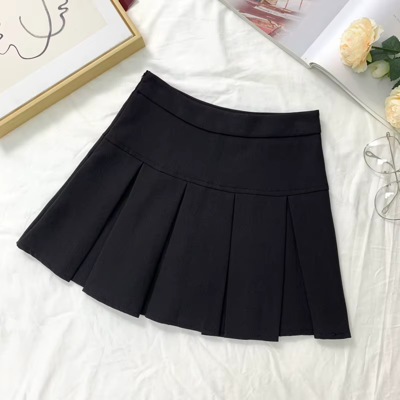 Jupe courte plissée grise taille haute pour femme, mode féminine, amincissante, polyvalente, anti-tr