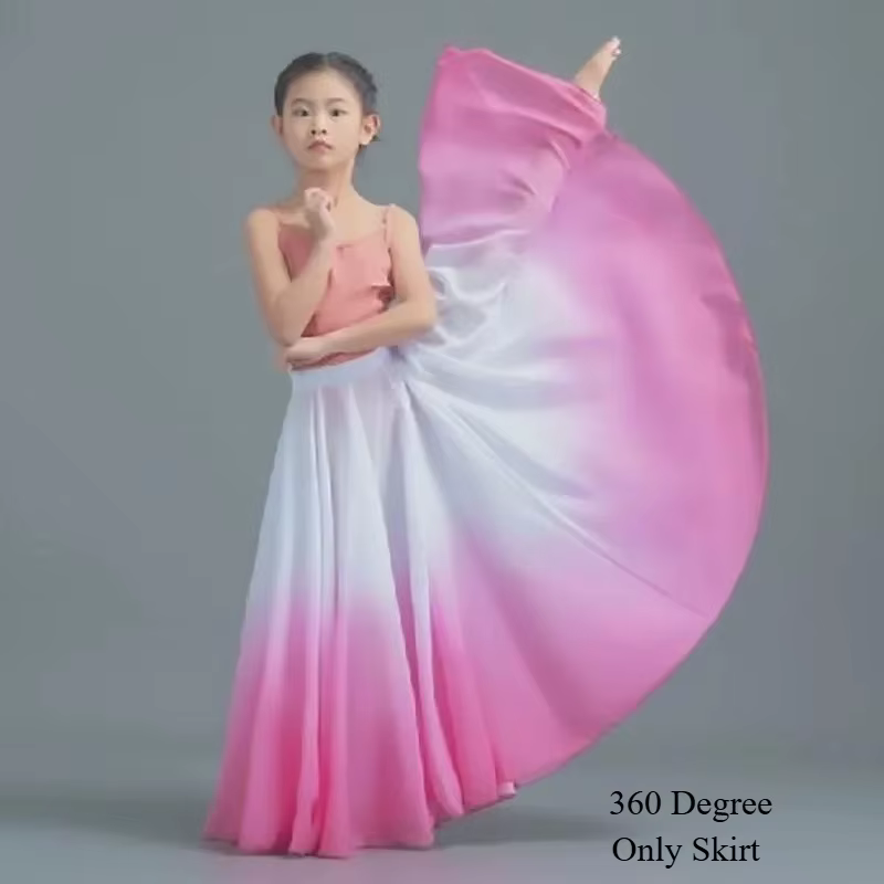 Jupes longues de danse lyrique pour filles, en mousseline dégradée, pour costumes de performance de