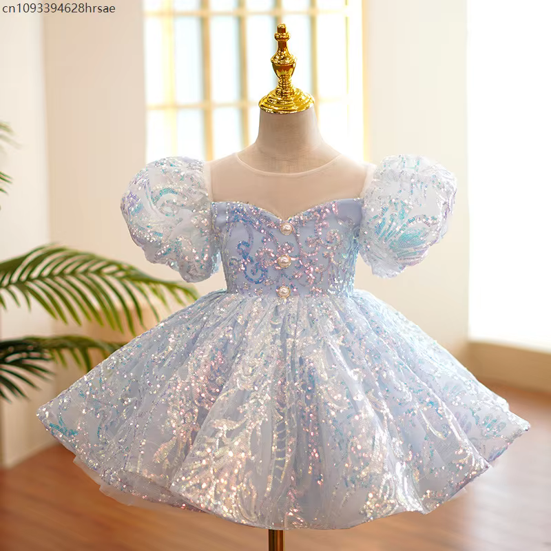 Jupe bouffante de princesse pour filles, tenue de spectacle de Piano, robes de luxe à fleurs pour fi