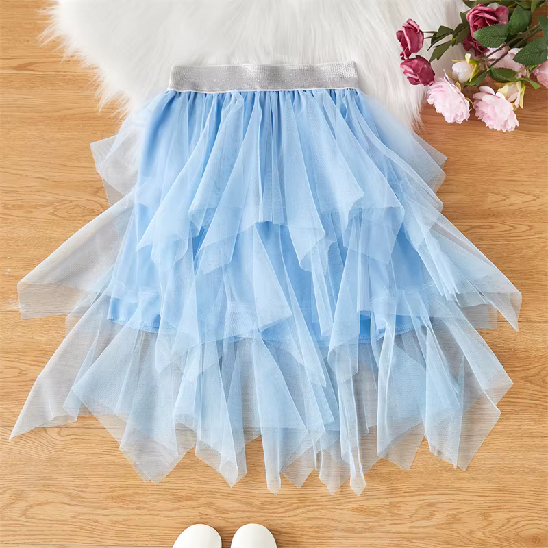 Jupes de princesse Tutu pour filles, bleues, pour spectacle de fête d'anniversaire, jupe de danse su