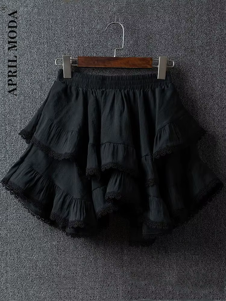Mini jupes d'été à volants irréguliers pour femmes, Faldas Mujer De Moda, Patchwork en dentelle, Jup