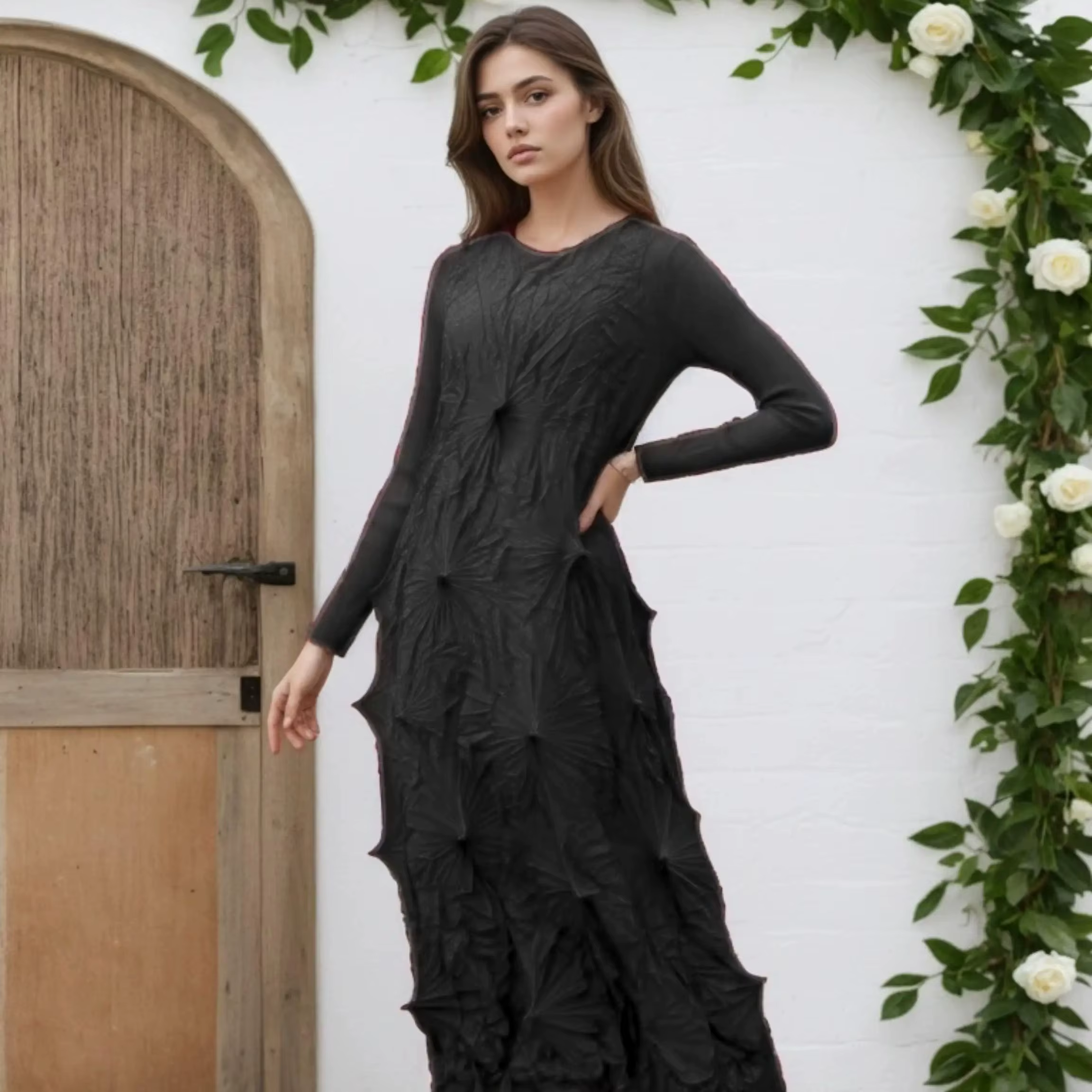 Robe de soirée longue plissée pour femmes, élégante, artisanale, à la mode, vêtements grande taille