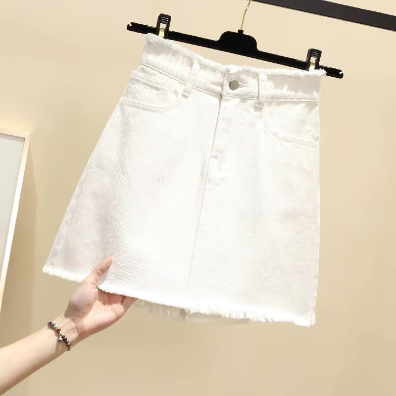 Jupe en jean taille haute pour femme, jupe courte A-Line, printemps et été