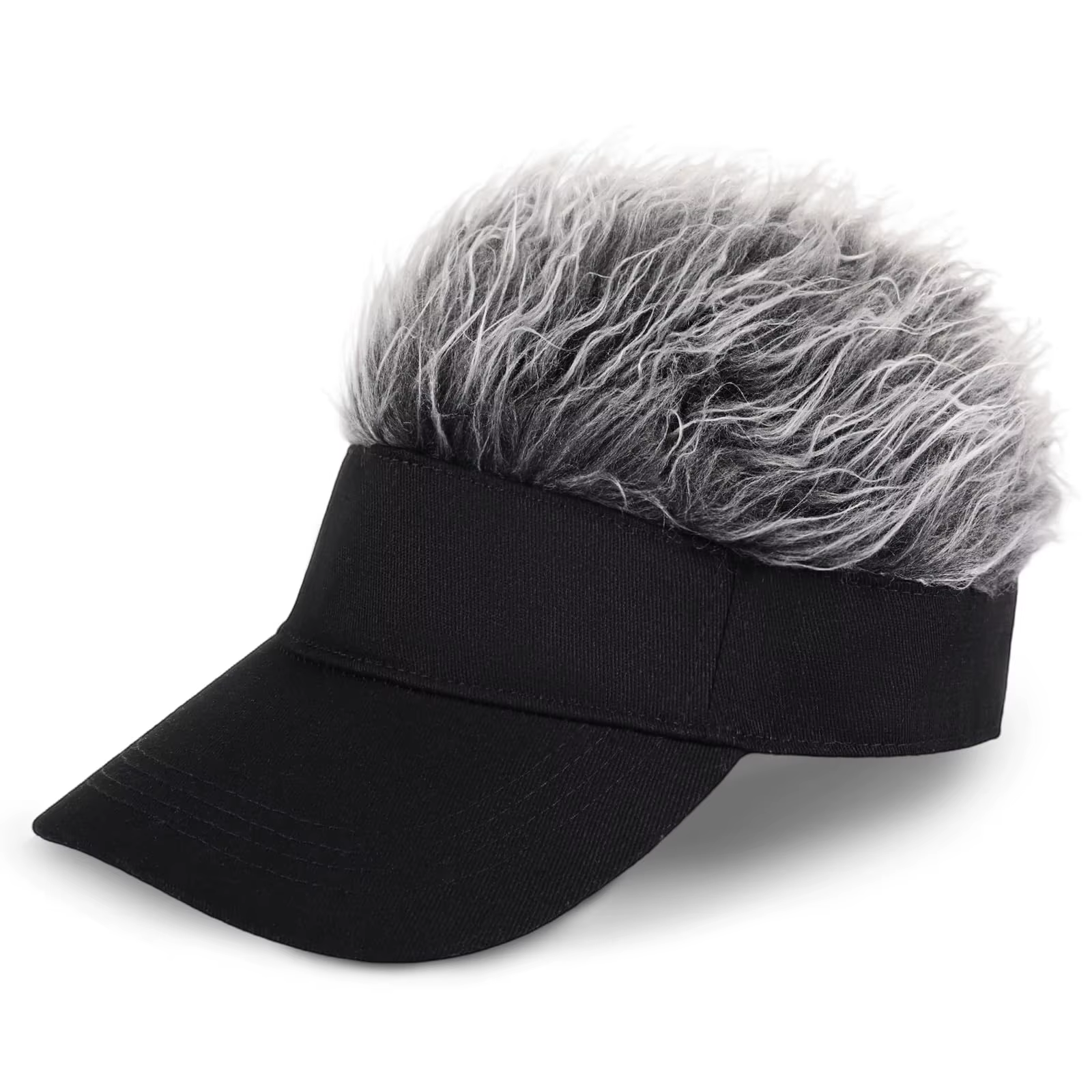 Casquette de baseball ajustable pour homme avec visière et perruque synthétique à cheveux pointus am