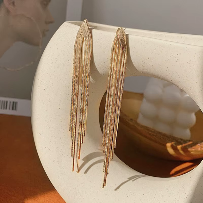 Boucles d'oreilles longues à pampilles en chaîne pour femmes, bijoux de luxe légers, Premium, Design