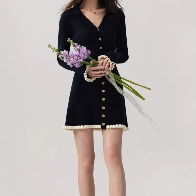 Col en V femme robe tricotée tendance Cool mode décontracté haute qualité offres nouveau en coréen r