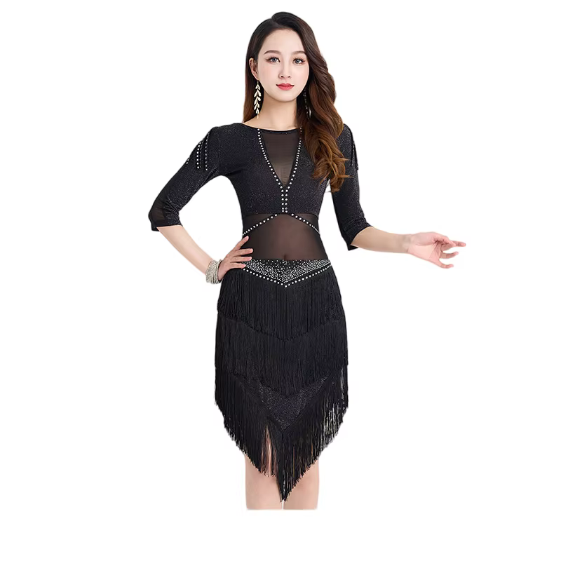 Jupe à franges pour femmes, Costume de danse du ventre, 2 pièces, haut à manches longues, gaze Sexy,