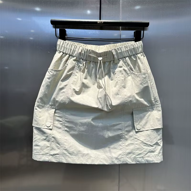 Jupe Courte Décontractée Femme Été 2026 Moulante Multipoches Taille Élastique avec Cordon de Serrage