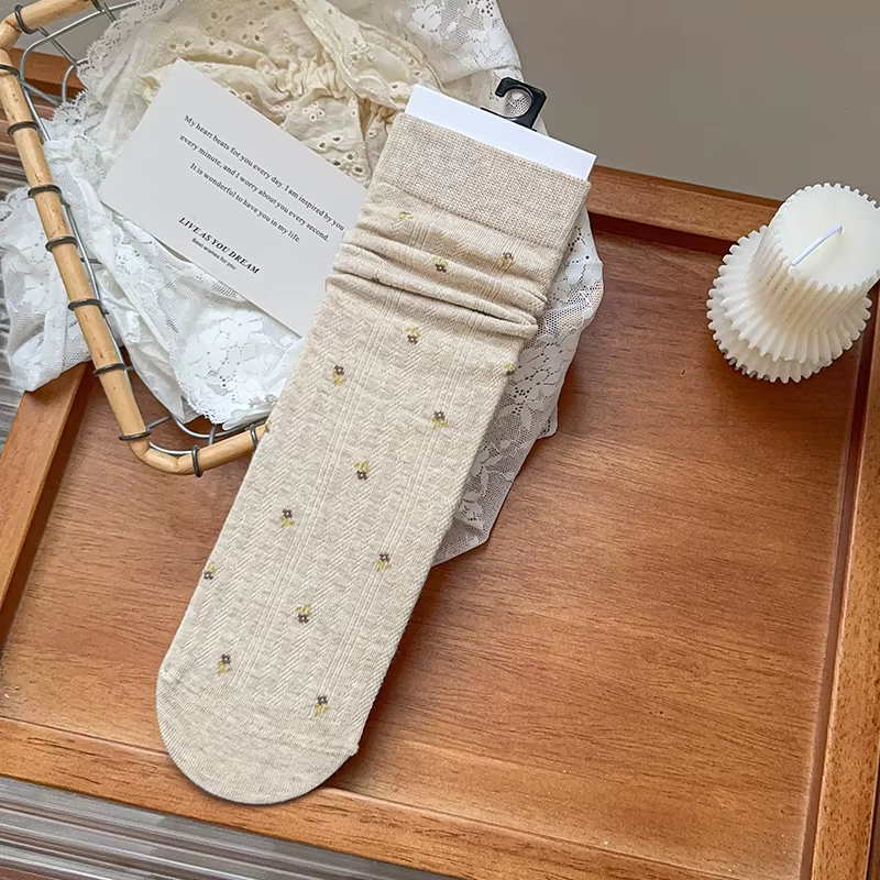 Chaussettes longues pour femmes, nouvelle mode rétro, fleur, Style japonais, chaussettes d'équipage 
