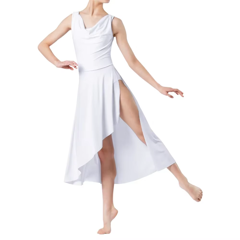 Robe Longue de Ballet Moderne pour Femme, Tenue de brev, Ballerine Lyrique, Ourlet Jupe, Performance