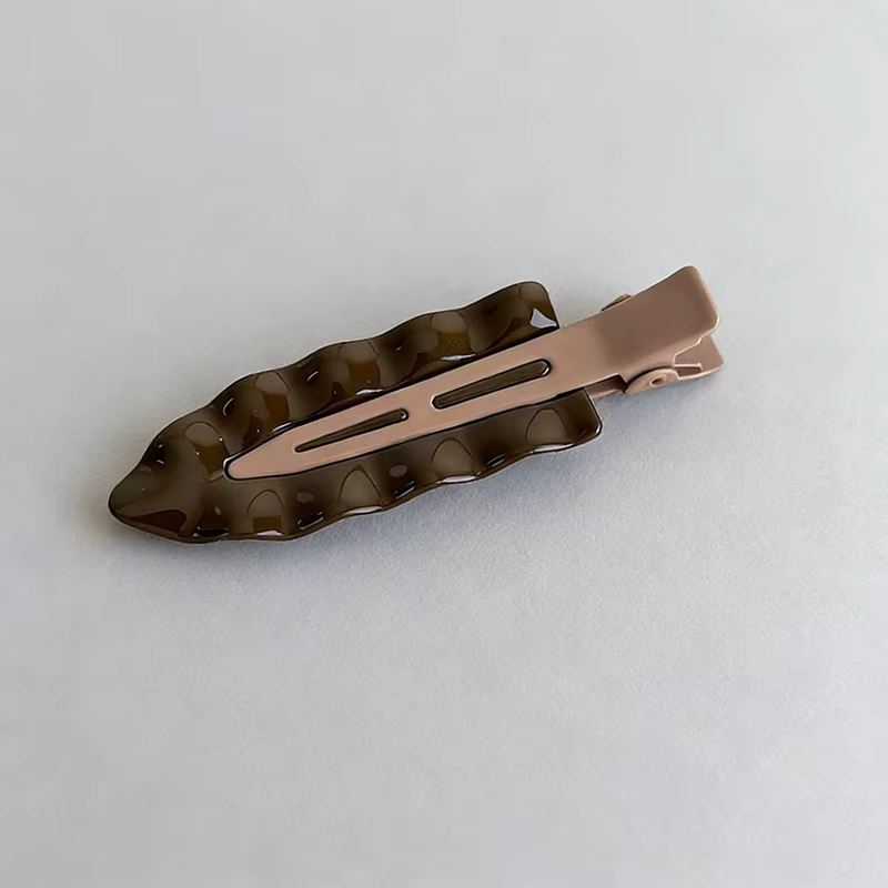 Pince à cheveux élégante marron métallisé pour femme, pince à frange latérale, pince pour cheveux on