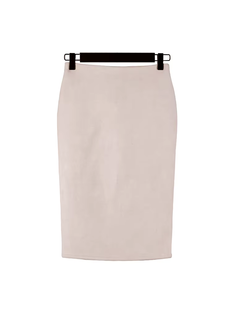 Femmes jupes daim couleur unie jupe crayon femme automne hiver taille haute moulante Vintage daim fe