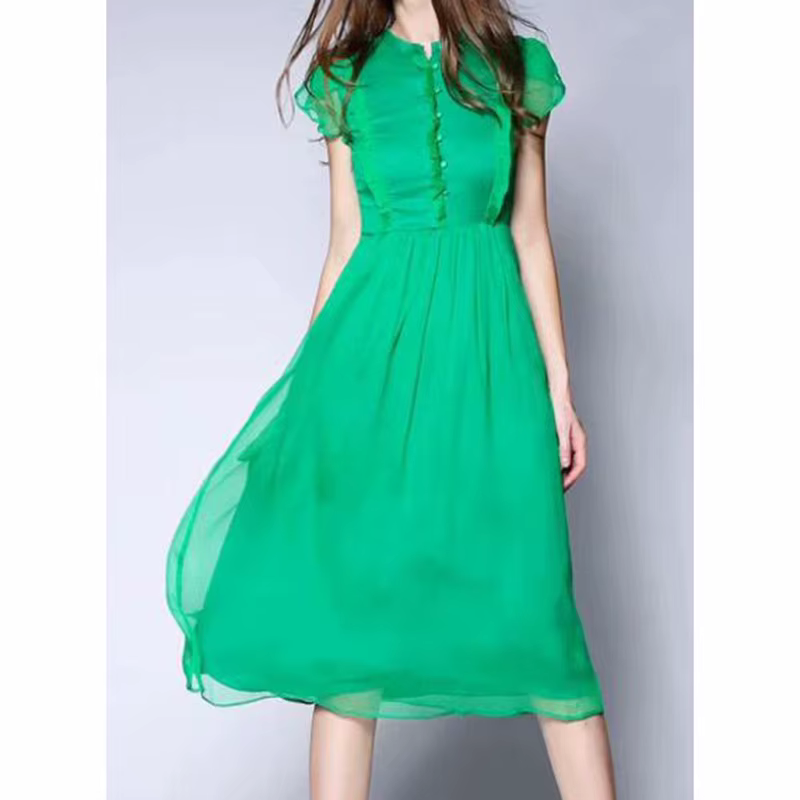 Robe trapèze fibrGreen, robe mi-longue pour femmes 2024